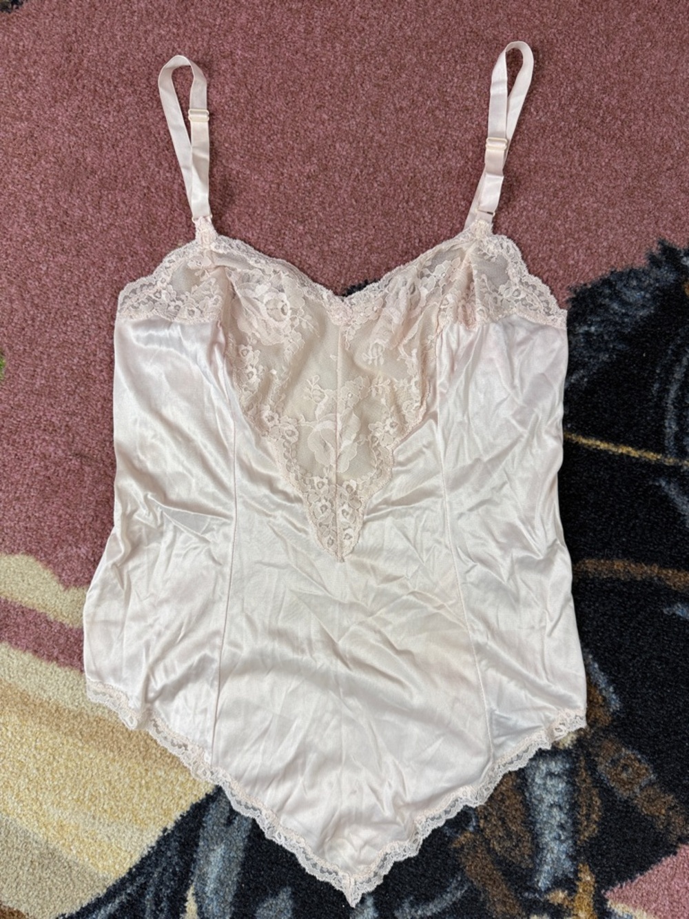 3 for $30- Silk Lace Bodysuit in Light Pink/Cream